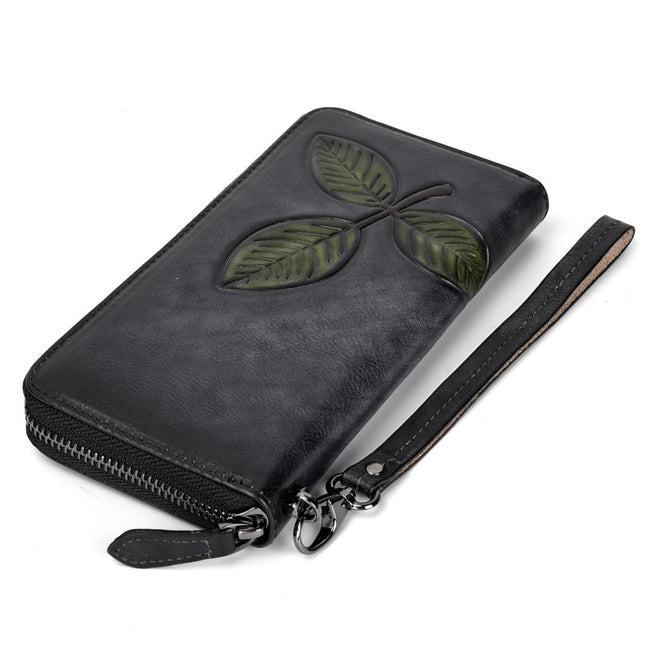 Tree Cream Leather Retro Chain Wallet