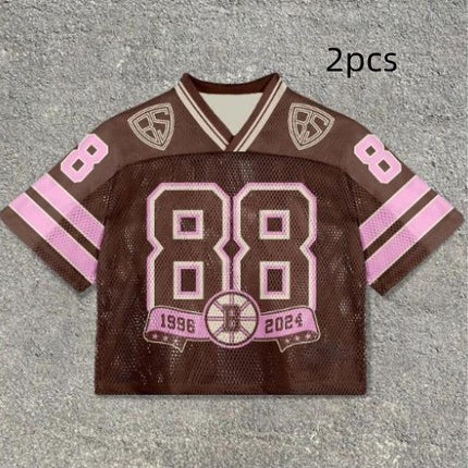 Men's V-neck Digital Print Short Sleeve Pullover